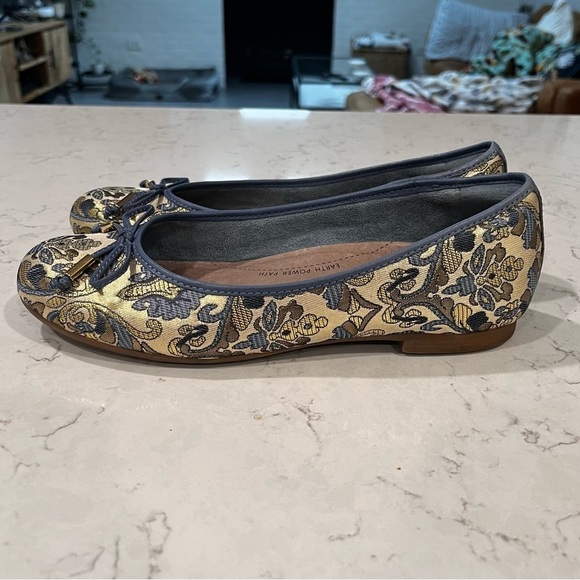 EARTH ALINA METALLIC PRI WOMENS BLUE CANVAS SLIP ON BALLET FLATS SHOES Size 8 - Picture 11 of 12